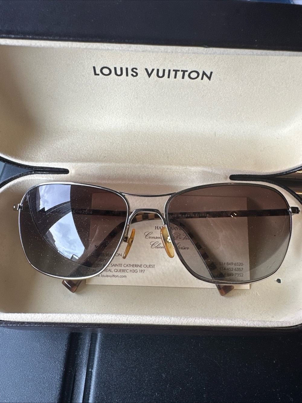 Louis Vuitton Sunglasses Damier Conspiracy Aviator Z0035U CLEAN AUTHENTIC Brown